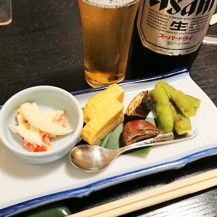 緑橋　寿司「石鹿」黒枝豆・だしまき・焼き栗・カニ